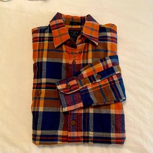 NEW WITH TAGS J. Crew Men’s Slim Fit Flannel XS Orange and Blue